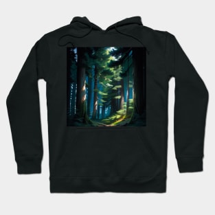 Light Streaming Through a Quiet Pine Forest Hoodie